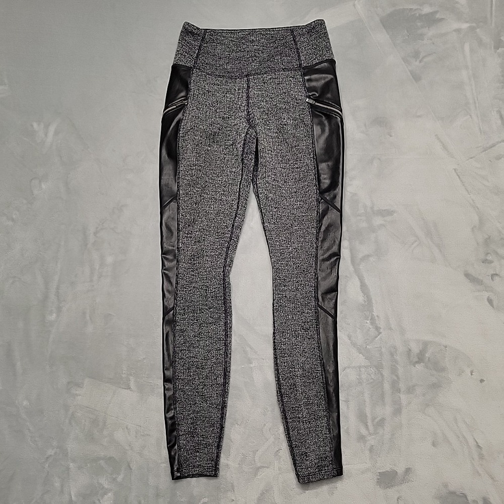Athleta Leggings Womens XS Gray High Rise‎ Moto Herringbone Pockets